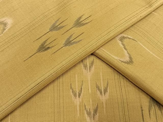 平和屋着物▽上質な紬 単衣 幾何学文様 正絹 逸品 AAAW7598fy