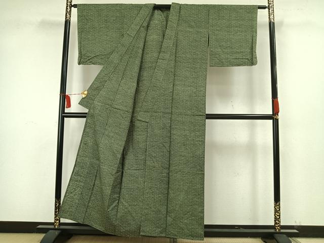 平和屋着物▽上質な紬 単衣 幾何学文様 正絹 逸品 AAAW7600fy
