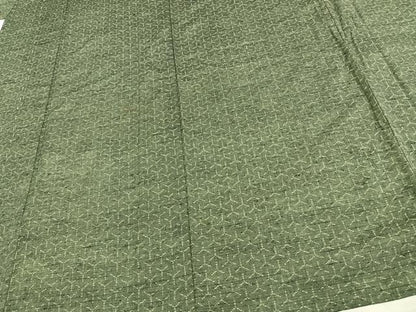平和屋着物▽上質な紬 単衣 幾何学文様 正絹 逸品 AAAW7600fy