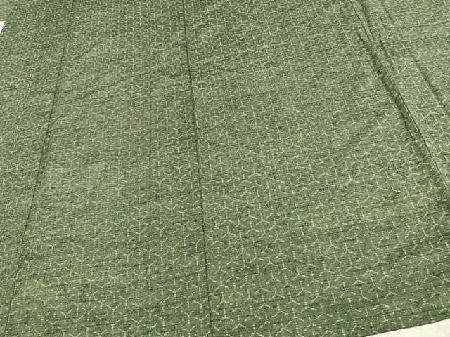 平和屋着物▽上質な紬 単衣 幾何学文様 正絹 逸品 AAAW7600fy