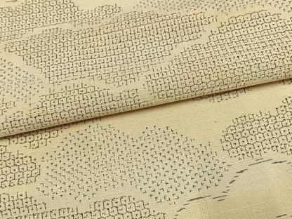 平和屋着物▽結城紬 単衣 80亀甲 雲取り文 正絹 逸品 未使用 AAAW7607fy