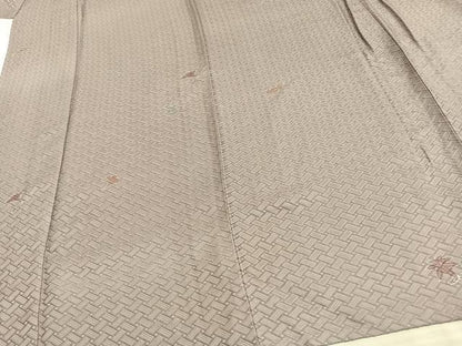 平和屋着物▽上質な小紋 単衣 舞葉文 銀杏 正絹 逸品 未使用 AAAW7609fy