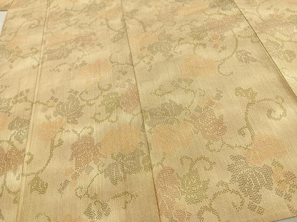 平和屋着物▽上質な紬 単衣 花唐草文 正絹 逸品 未使用 AAAW7613fy