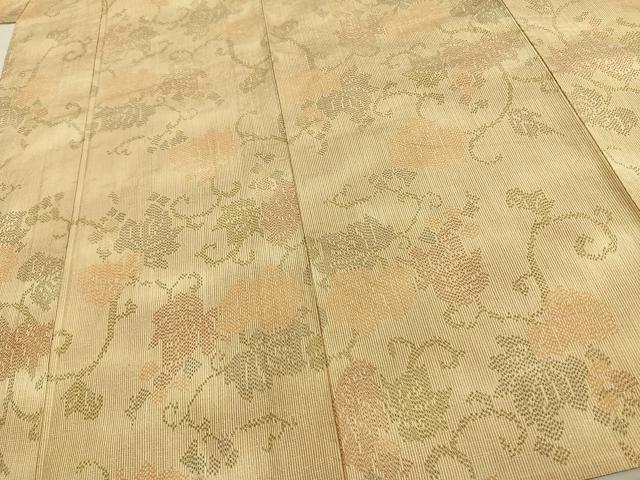 平和屋着物▽上質な紬 単衣 花唐草文 正絹 逸品 未使用 AAAW7613fy