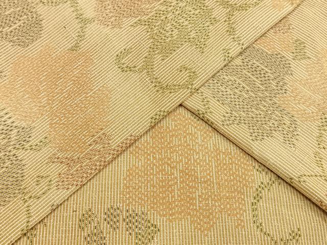 平和屋着物▽上質な紬 単衣 花唐草文 正絹 逸品 未使用 AAAW7613fy