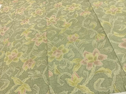平和屋着物▽上質な紬 単衣 草花文 正絹 逸品 AAAW7614fy