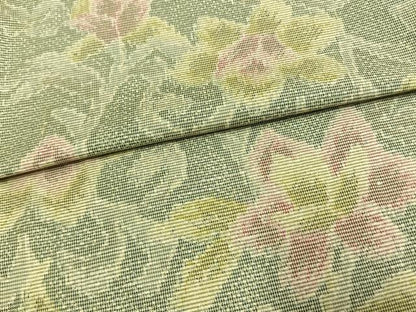 平和屋着物▽上質な紬 単衣 草花文 正絹 逸品 AAAW7614fy