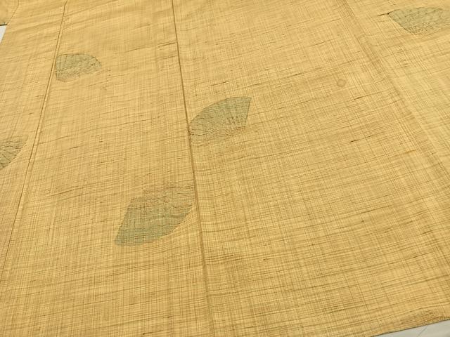 平和屋着物▽上質な紬　単衣　扇面文　正絹　逸品　AAAW7616fy