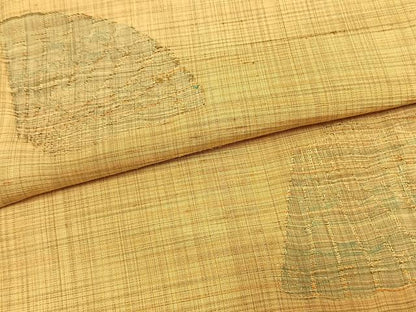 平和屋着物▽上質な紬　単衣　扇面文　正絹　逸品　AAAW7616fy