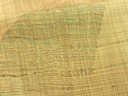 平和屋着物▽上質な紬　単衣　扇面文　正絹　逸品　AAAW7616fy