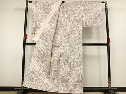 平和屋着物▽上質な紬 単衣 葉尽くし 正絹 逸品 未使用 AAAW7617fy