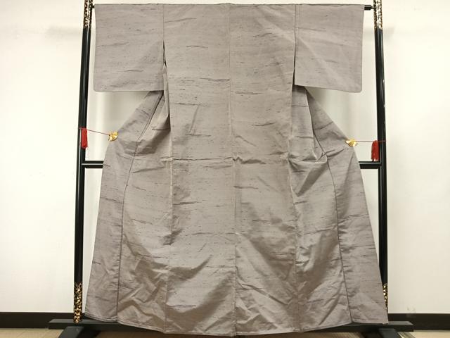 平和屋着物▽上質な紬 単衣 横縞 正絹 逸品 AAAW7618fy