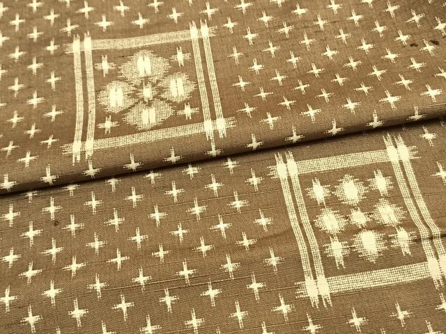 平和屋着物▽上質な紬 単衣 色紙花文 正絹 逸品 AAAW7619fy