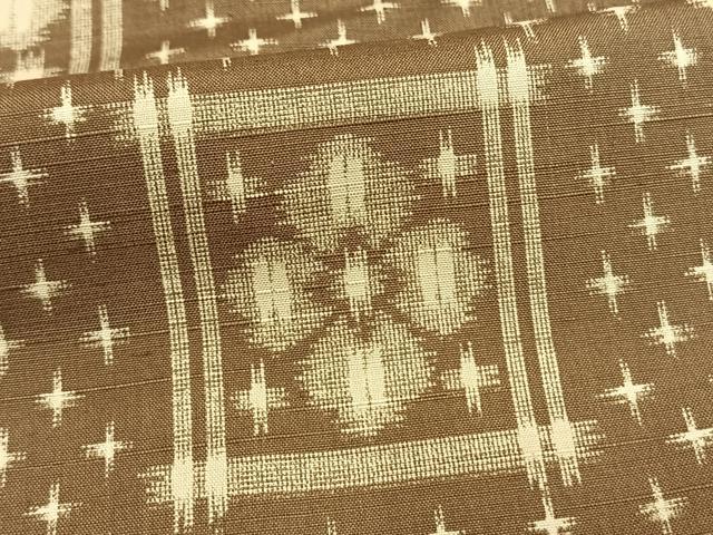 平和屋着物▽上質な紬 単衣 色紙花文 正絹 逸品 AAAW7619fy