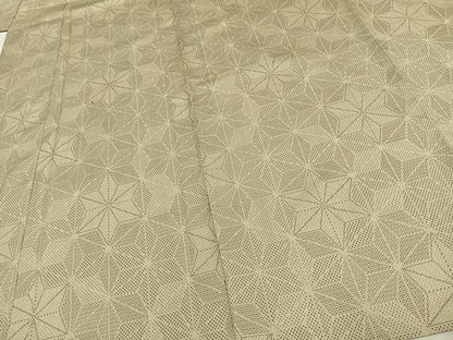 平和屋着物▽上質な紬 単衣 100亀甲 麻の葉文様 正絹 逸品 未使用 AAAW7622fy