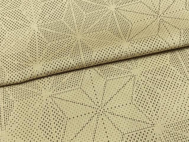 平和屋着物▽上質な紬 単衣 100亀甲 麻の葉文様 正絹 逸品 未使用 AAAW7622fy