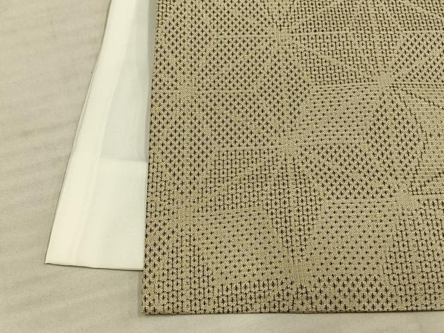 平和屋着物▽上質な紬 単衣 100亀甲 麻の葉文様 正絹 逸品 未使用 AAAW7622fy