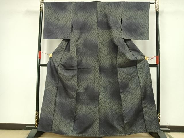平和屋着物▽上質な紬 単衣 秋名バラ柄 暈し染め 正絹 逸品 AAAW7623fy