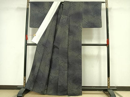 平和屋着物▽上質な紬 単衣 秋名バラ柄 暈し染め 正絹 逸品 AAAW7623fy