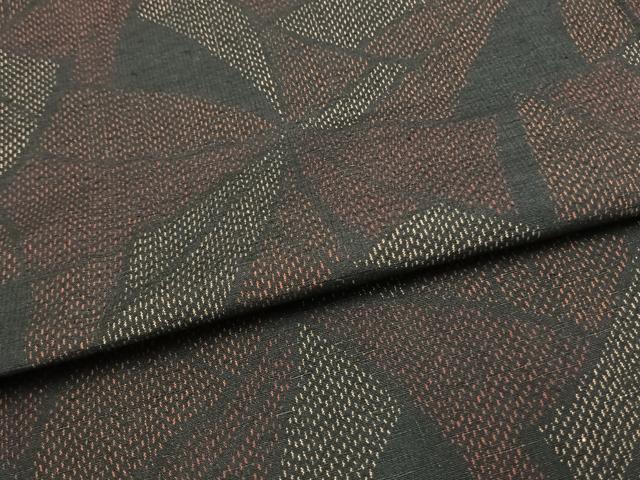 平和屋着物▽上質な紬 単衣 幾何学文様 正絹 逸品 AAAW7627fy