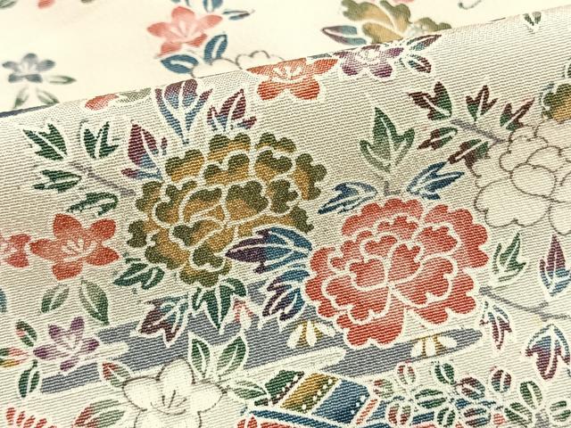 平和屋着物▽上質な小紋 単衣 舞蝶花鳥文 正絹 逸品 AAAW7630fy