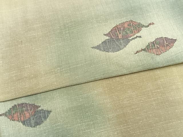 平和屋着物▽上質な小紋 単衣 紬地 舞葉文 正絹 逸品 AAAW7632fy