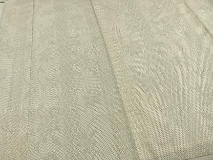 平和屋着物▽本塩沢 単衣 110亀甲 草花間道 正絹 逸品 AAAW7635fy