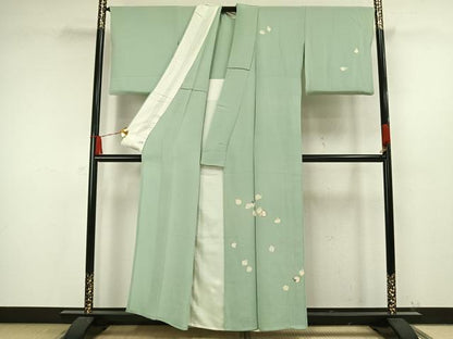 平和屋着物▽訪問着 単衣 刺繍 成り物 鬼しぼ縮緬 正絹 逸品 AAAW7639fy