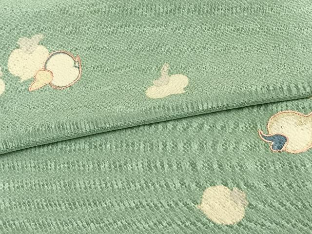 平和屋着物▽訪問着 単衣 刺繍 成り物 鬼しぼ縮緬 正絹 逸品 AAAW7639fy