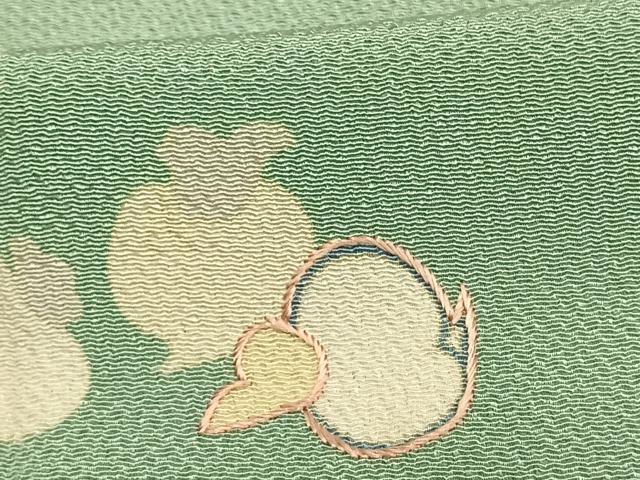 平和屋着物▽訪問着 単衣 刺繍 成り物 鬼しぼ縮緬 正絹 逸品 AAAW7639fy