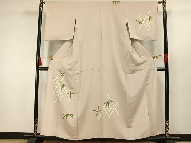 平和屋着物▽訪問着　単衣　駒刺繍　草花文　金彩　三越扱い　正絹　逸品　AAAW7640fy