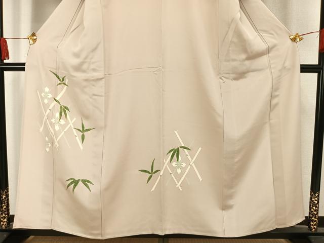 平和屋着物▽訪問着　単衣　駒刺繍　草花文　金彩　三越扱い　正絹　逸品　AAAW7640fy