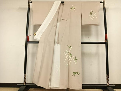 平和屋着物▽訪問着　単衣　駒刺繍　草花文　金彩　三越扱い　正絹　逸品　AAAW7640fy