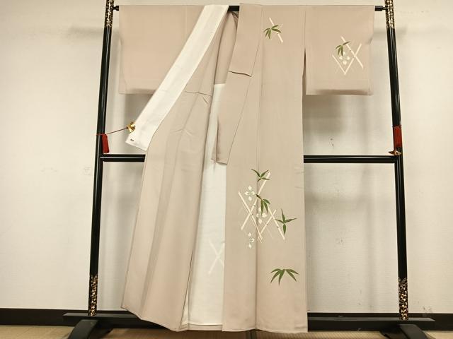 平和屋着物▽訪問着　単衣　駒刺繍　草花文　金彩　三越扱い　正絹　逸品　AAAW7640fy