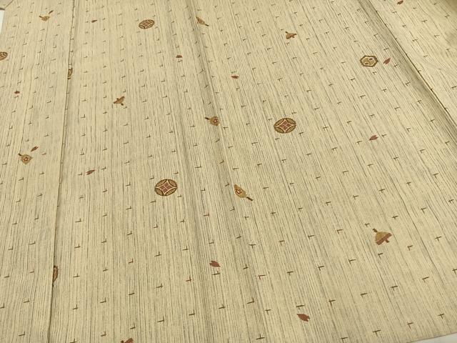 平和屋着物▽上質な紬 単衣 丸文 正絹 逸品 AAAW7642fy