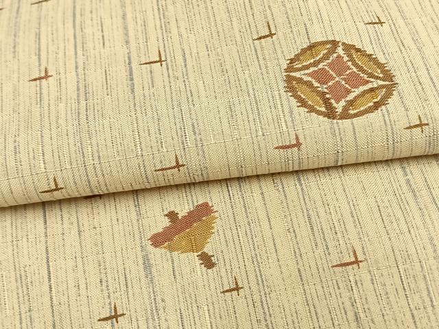 平和屋着物▽上質な紬 単衣 丸文 正絹 逸品 AAAW7642fy