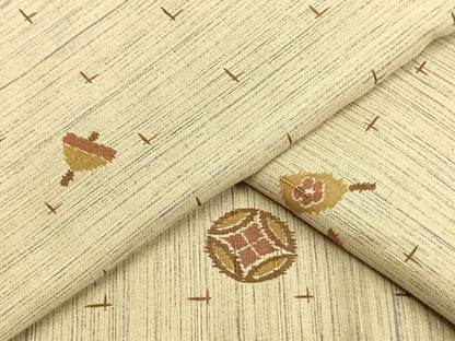 平和屋着物▽上質な紬 単衣 丸文 正絹 逸品 AAAW7642fy