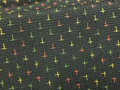 平和屋着物▽本塩沢 単衣 蚊絣 黒地 正絹 逸品 AAAW7645fy