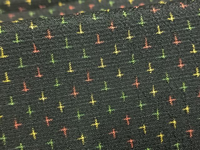 平和屋着物▽本塩沢 単衣 蚊絣 黒地 正絹 逸品 AAAW7645fy