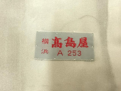 平和屋着物▽上質な紬　単衣　幾何学文様　高島屋扱い　正絹　逸品　AAAW7646fy
