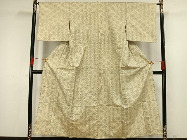 平和屋着物▽上質な紬 単衣 麻の葉文様 正絹 逸品 AAAW7647fy