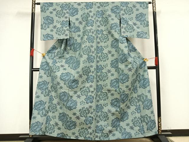 平和屋着物▽本場大島紬 単衣 総絣 花尽くし 正絹 逸品 AAAW7648fy