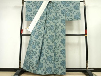 平和屋着物▽本場大島紬 単衣 総絣 花尽くし 正絹 逸品 AAAW7648fy