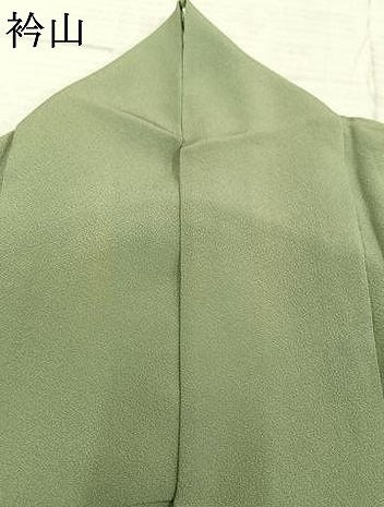 平和屋着物▽上質な色無地　単衣　山葵色　正絹　逸品　AAAW7649fy