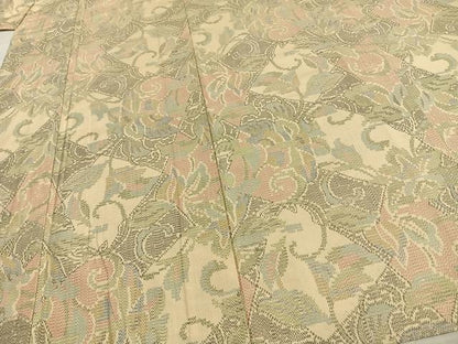 平和屋着物▽上質な紬 単衣 草花文 正絹 逸品 AAAW7655fy