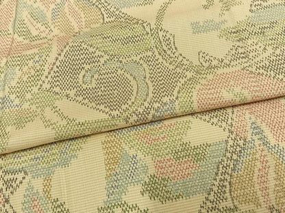 平和屋着物▽上質な紬 単衣 草花文 正絹 逸品 AAAW7655fy
