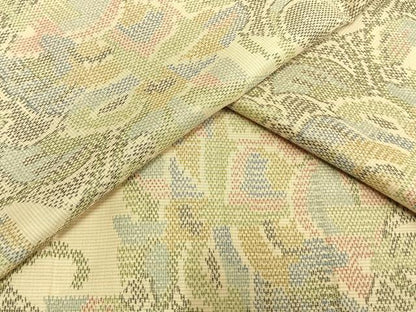 平和屋着物▽上質な紬 単衣 草花文 正絹 逸品 AAAW7655fy