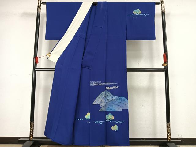 平和屋着物▽訪問着　単衣　ろうけつ染め　風景文　正絹　逸品　AAAW7661fy
