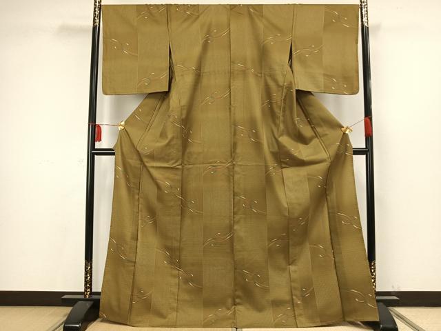 平和屋着物▽小紋 単衣 幾何学文様 洗える着物 未使用 AAAW7662fy
