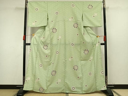 平和屋着物▽小紋 単衣 吉祥花文 洗える着物 AAAW7664fy
